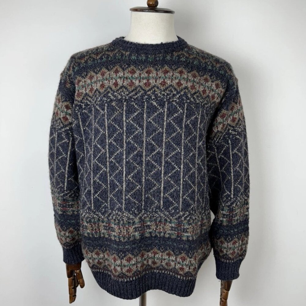 Vintage Marks & Spencer Multicolour Sweater Retro 90’s Large Wool Blend Sweater
